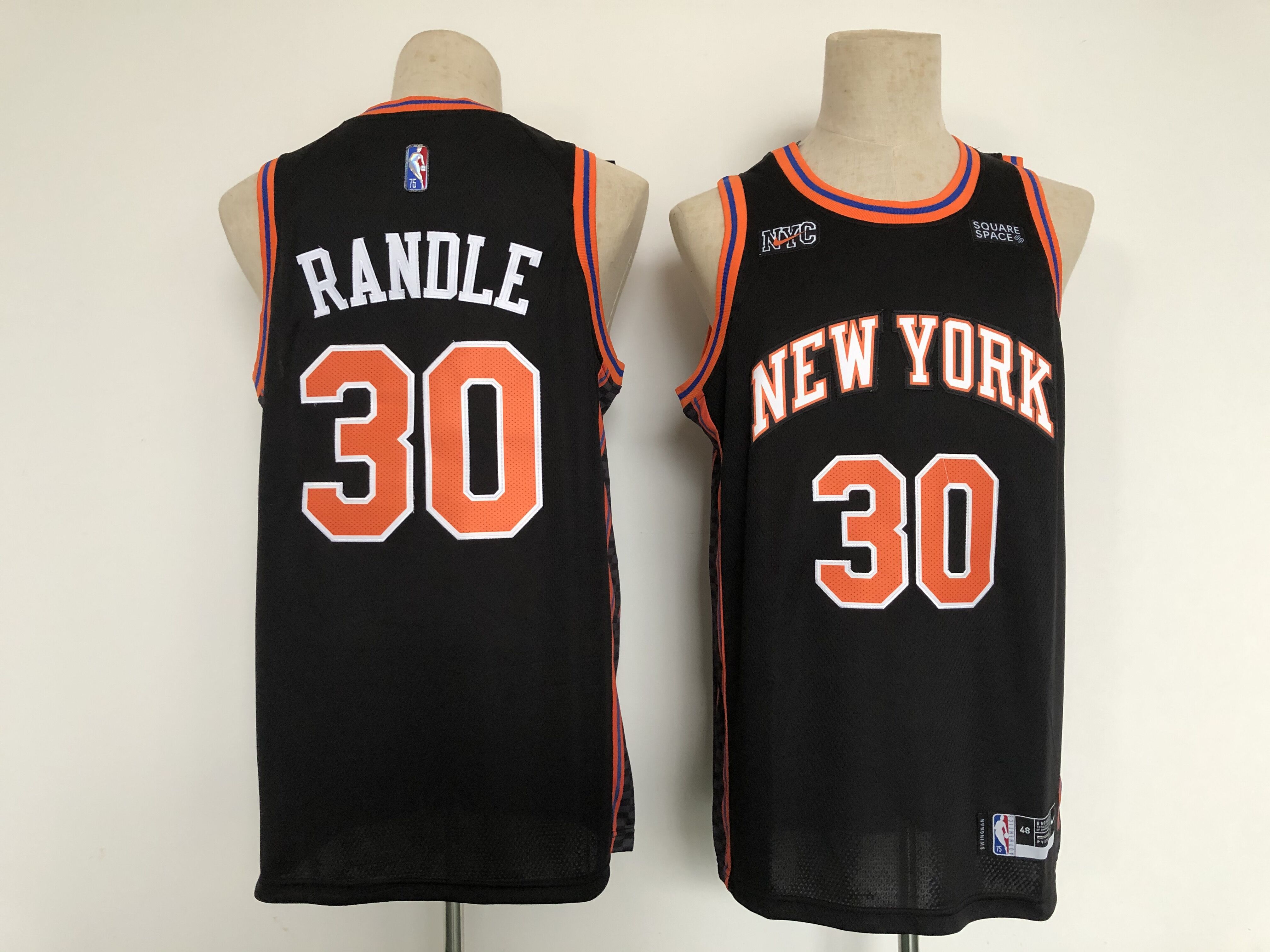 Cheap Men New York Knicks 30 Randle Black 2022 City Edition Nike NBA Jersey